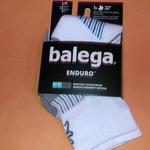 Balega Enduro Medium Cushion Unisex Quarter Socks Women's Small 6 - 8 NWT White